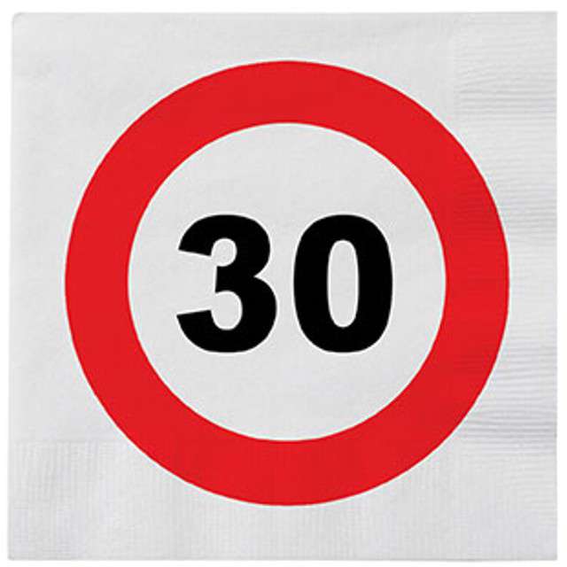 Serwetki "30 Traffic Birthday", 33 cm, Funny Fashion, 16 szt