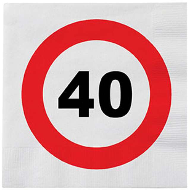 Serwetki "40 Traffic Birthday", 33 cm, Funny Fashion, 16 szt