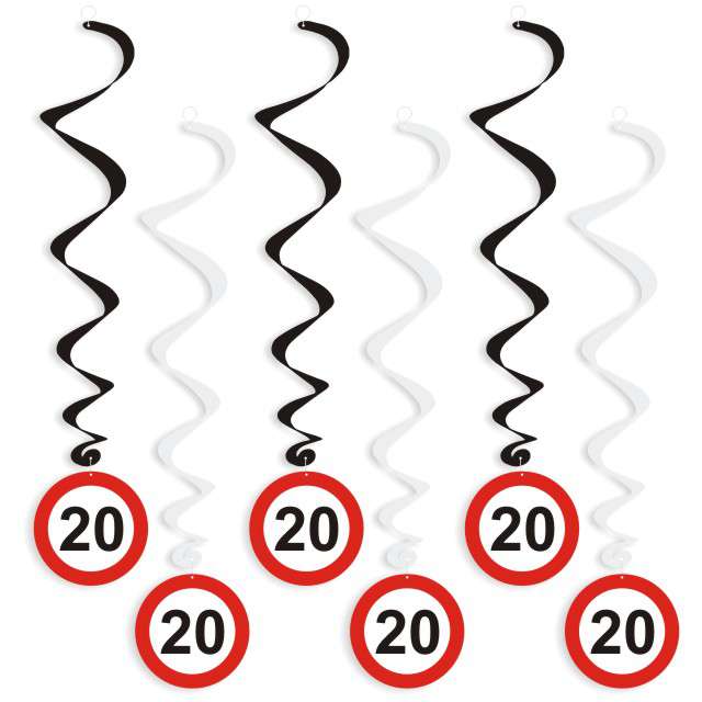 Świderki wiszące "Urodziny 20 Traffic Birthday", 6 szt