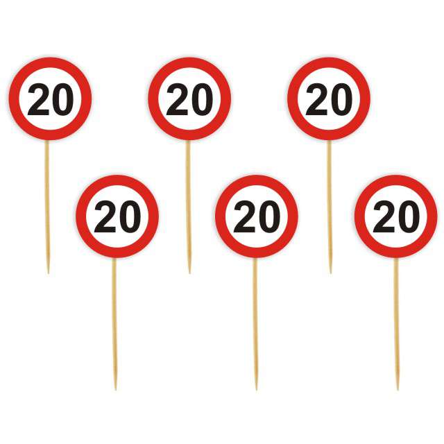 Pikery "Urodziny 20 Traffic Birthday", 6 szt