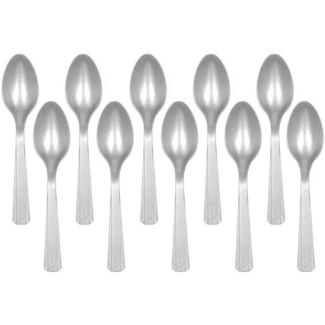 Łyżki plastikowe "Amscan", srebrne, 15 cm, 10 szt