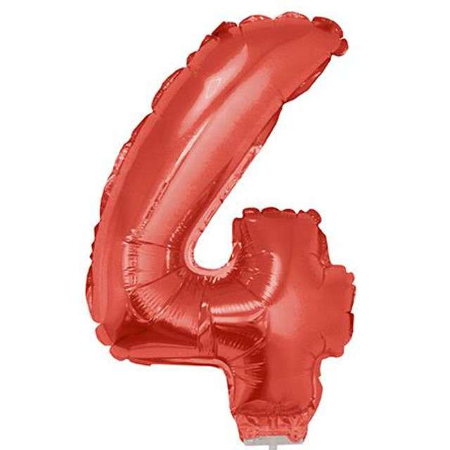 Balon foliowy "Cyfra 4", czerwony, Funny Fashion, 16", DGT