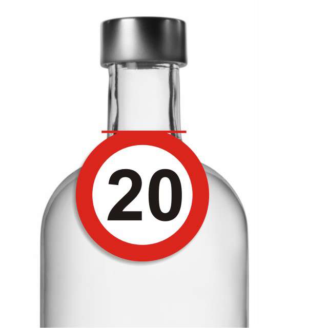 Zawieszki na alkohol, "Urodziny 20 Traffic Birthday", 10 szt