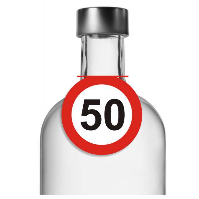 Zawieszki na alkohol, "Urodziny 50 Traffic Birthday", 10 szt
