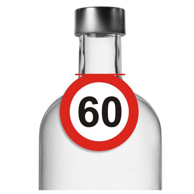 Zawieszki na alkohol, "Urodziny 60 Traffic Birthday", 10 szt