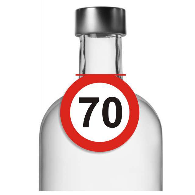 Zawieszki na alkohol, "Urodziny 70 Traffic Birthday", 10 szt