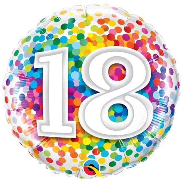 Balon foliowy "18 Confetti", Qualatex, 18", RND