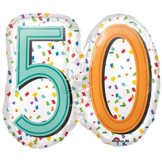 Balon foliowy "Urodziny 50 Rainbow Birthday", AMSCAN, 25" SHP