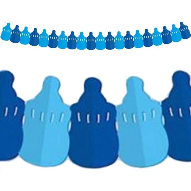 Girlanda papierowa "Butelka ze smoczkiem", błękitna, 360 cm