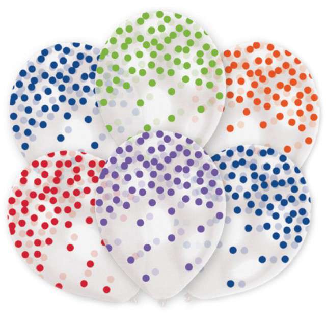 Balony "Confetti Mix", transparentne, AMSCAN, 11", 6 szt