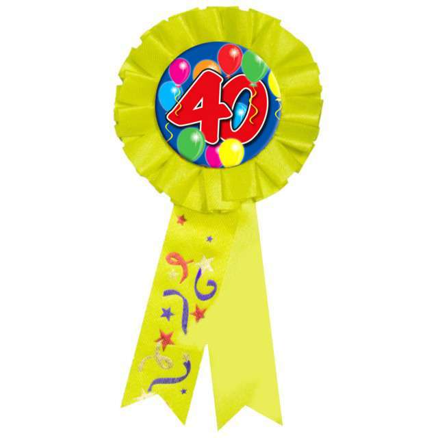 Kotylion "Urodziny 40", żółty, FOLAT