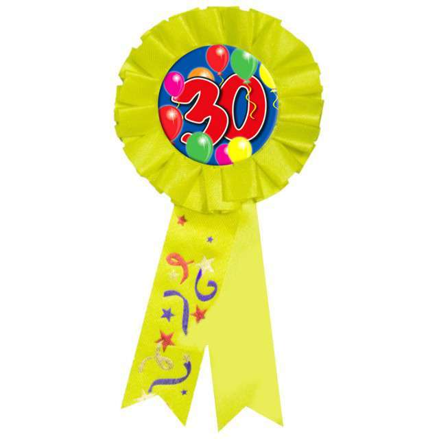 Kotylion "Urodziny 30", żółty, FOLAT