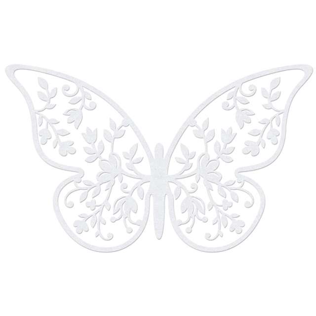 Dekoracje papierowe "Motyl", biały, PartyDeco, 8x5 cm, 10 szt