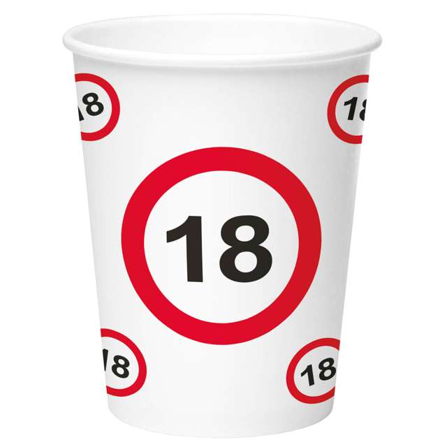 Kubeczki papierowe "18 Traffic Birthday", FOLAT, 350 ml, 8 szt