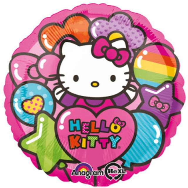 Balon foliowy "Hello Kitty Rainbow", AMSCAN, 18" RND