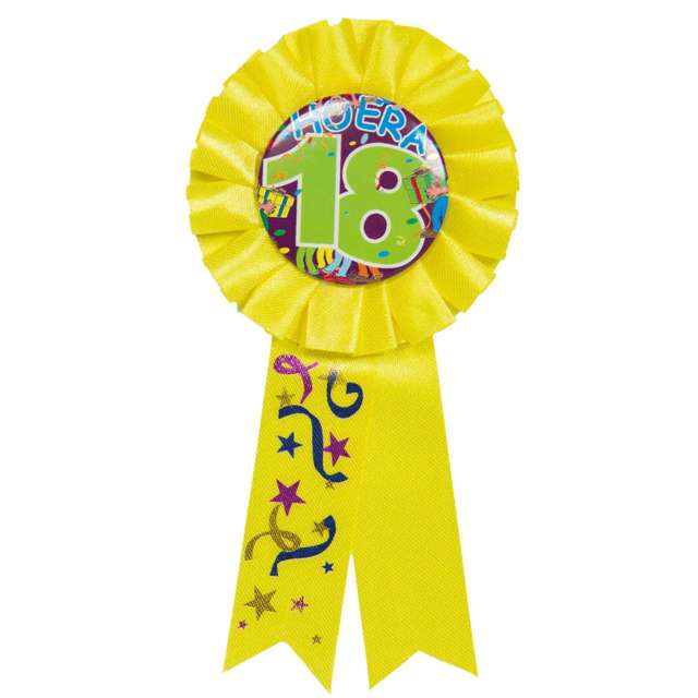 Kotylion "Urodziny 18", żółty, FOLAT