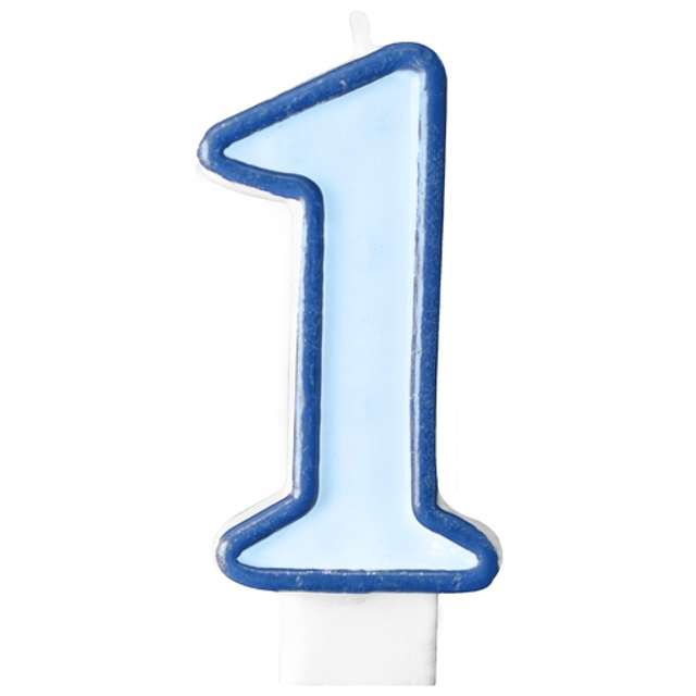 Świeczka na tort " 1", PARTYDECO, błękitna