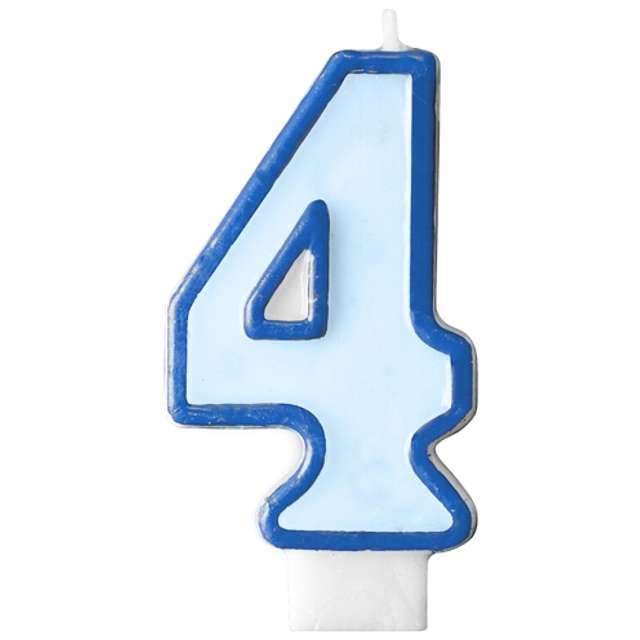Świeczka na tort " 4", PARTYDECO, błękitna