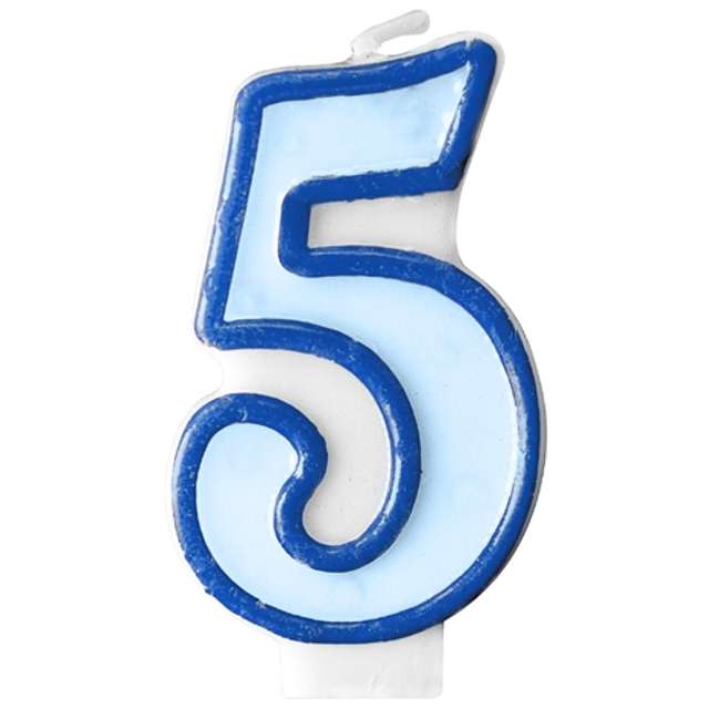 Świeczka na tort " 5", PARTYDECO, błękitna