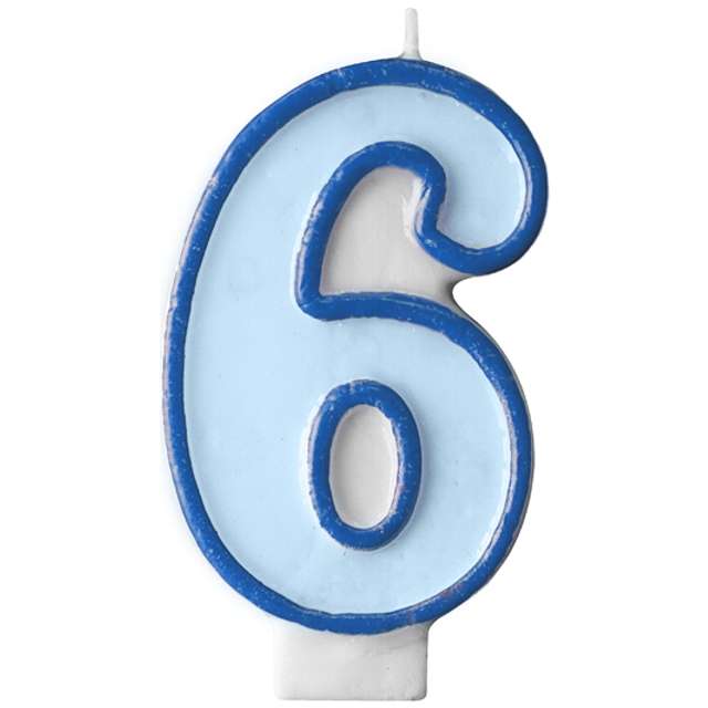 Świeczka na tort " 6", PARTYDECO, błękitna