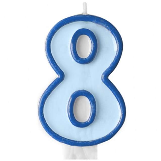 Świeczka na tort " 8", PARTYDECO, błękitna