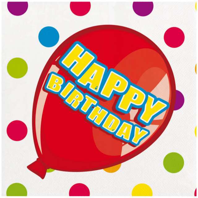 Serwetki "Happy Birthday balonik", 25 cm, 16 szt
