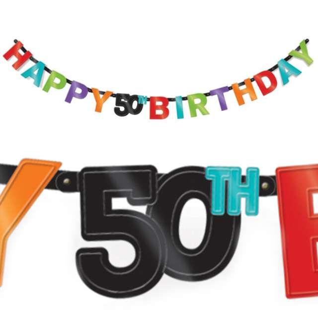 Baner "Happy 50th Birthday", 213 cm