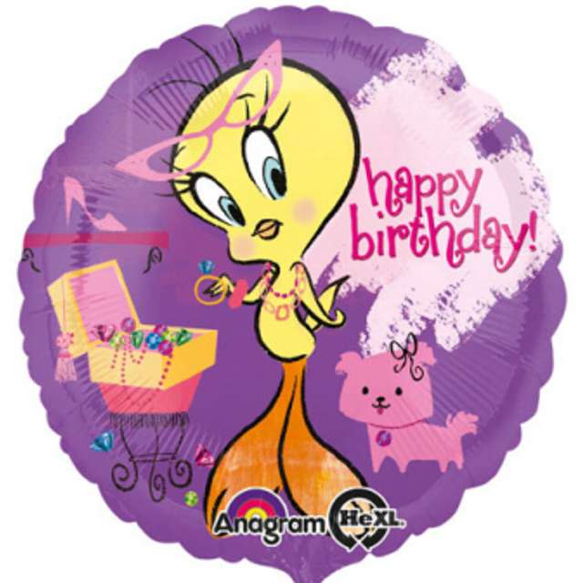 Balon foliowy "Happy Birthday Tweety", Amscan, 17", RND