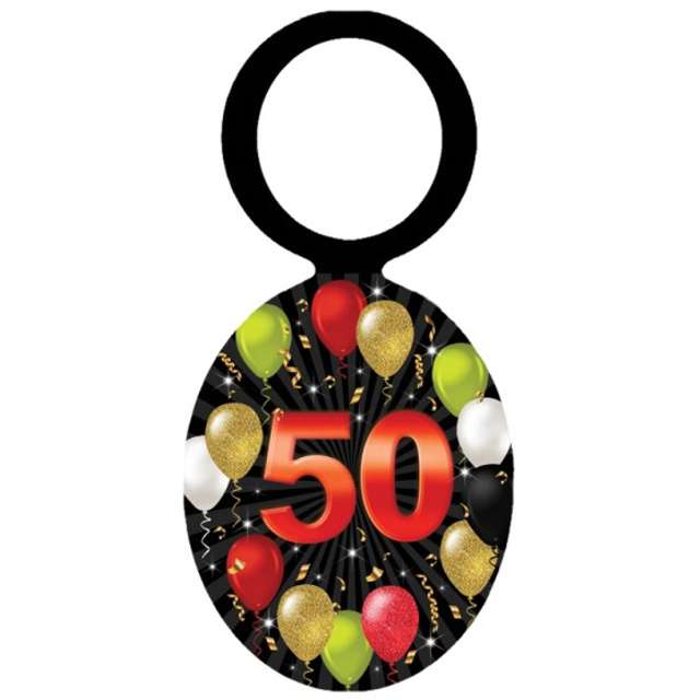 Zawieszki na alkohol "Urodziny 50 Black Balloons", 20 szt