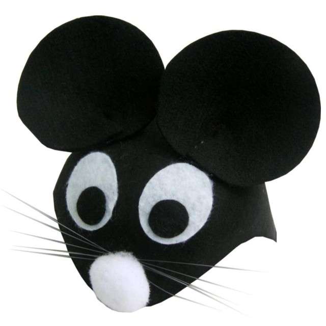Czapka Myszka z oczami czarna filcowa Party Tino