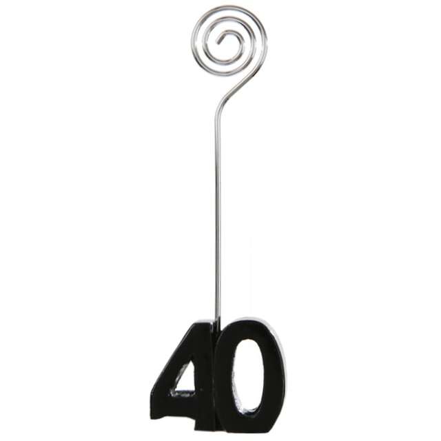 Stojak na wizytówki "40 urodziny", czarny, SANTEX, 12 cm, 2 szt
