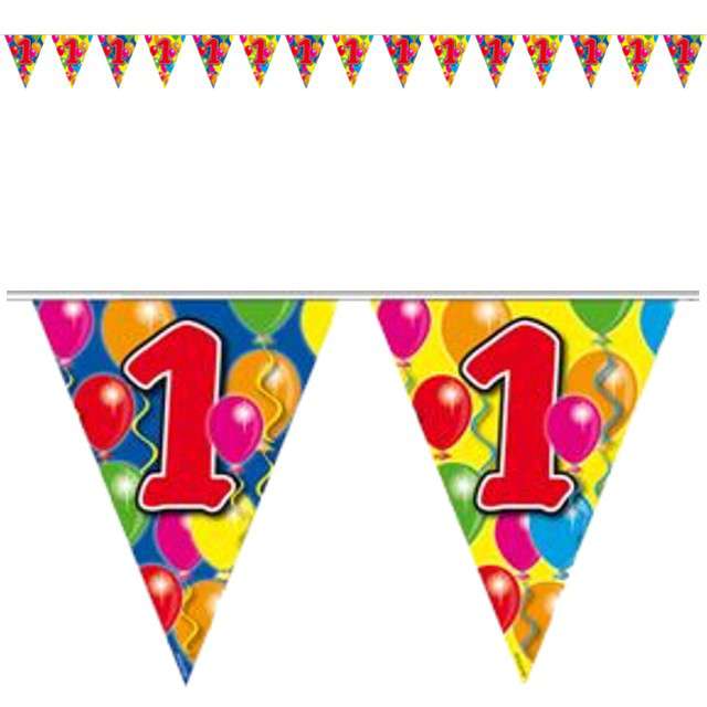 Baner flagi "1 Urodziny - Balony", Folat, 1000 cm