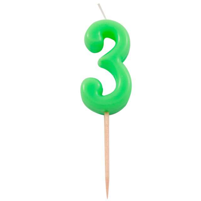 Świeczka na tort "3", FOLAT, zielona