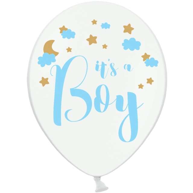 Balony "Its a Boy", białe, 12" STRONG,  50 szt