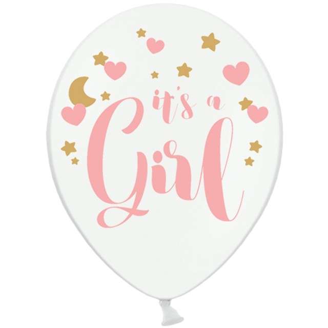 Balony "Its a Girl", białe, 12" STRONG,  50 szt