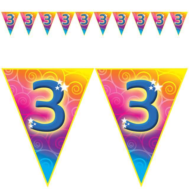 Baner flagi "Urodziny 3 Rainbow Swirl", Funny Fashion, 5 m