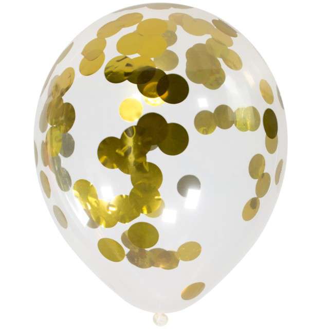 Balony z konfetti "Classic", złote, FOLAT, 12", 4 szt.