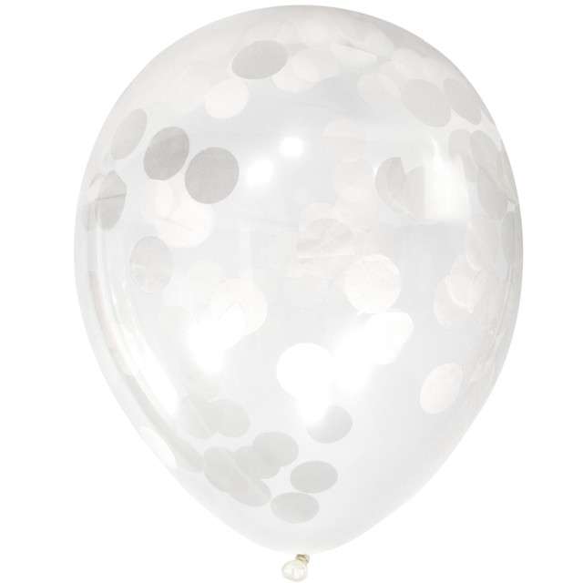 Balony z konfetti "Classic", białe, FOLAT, 12", 4 szt.