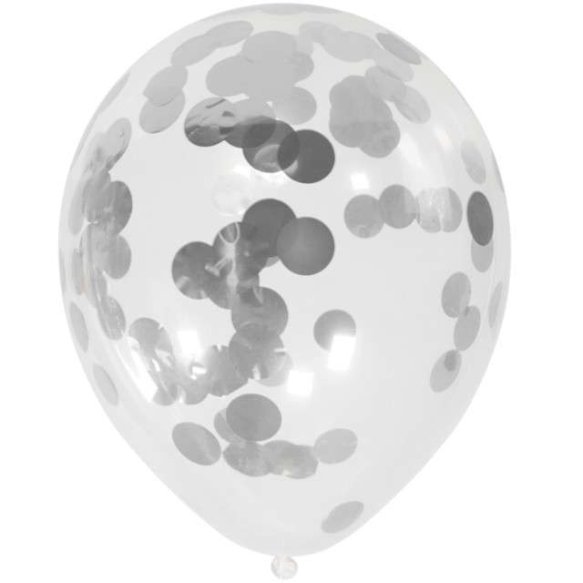Balony z konfetti "Classic", srebrne, FOLAT, 12", 4 szt.