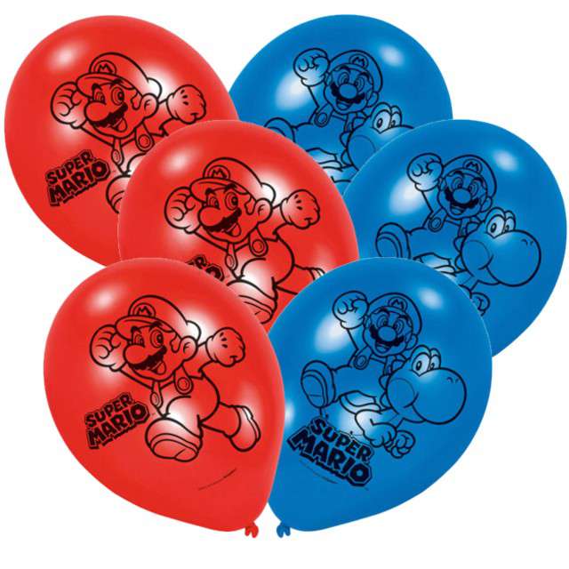 Balony "Super Mario Bros", pastel mix, AMSCAN, 9", 6 szt