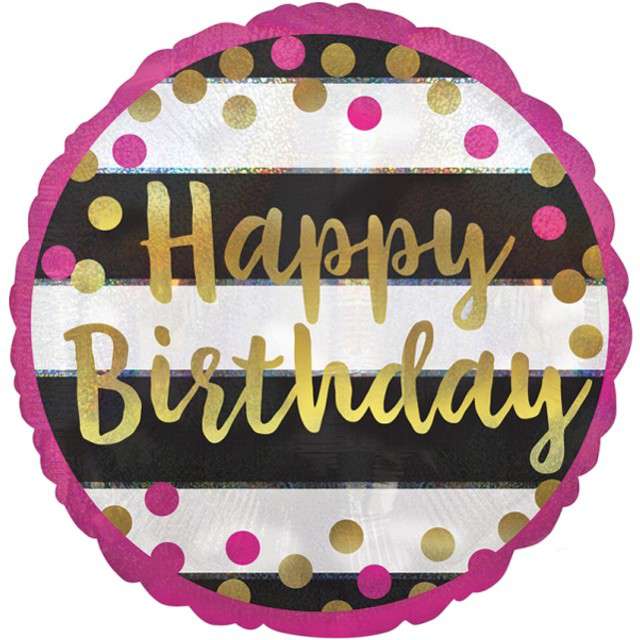 Balon foliowy "Happy Birthday - Milestone", AMSCAN, 17" CIR