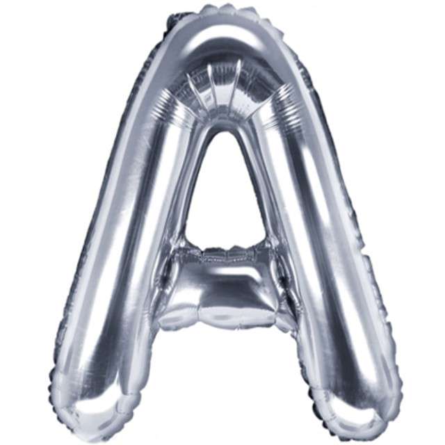 Balon foliowy litera A, 14", PartyDeco, srebrny