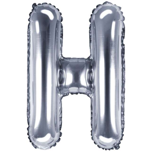Balon foliowy litera H, 14", PartyDeco, srebrny
