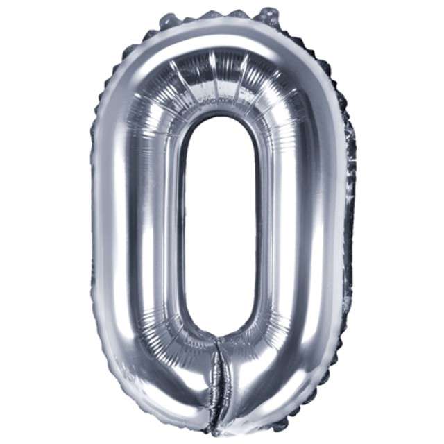 Balon foliowy litera O, 14", PartyDeco, srebrny