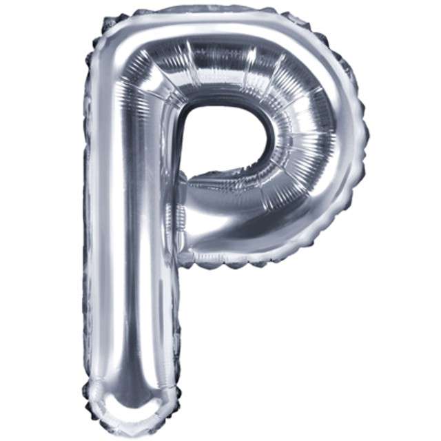 Balon foliowy litera P, 14", PartyDeco, srebrny