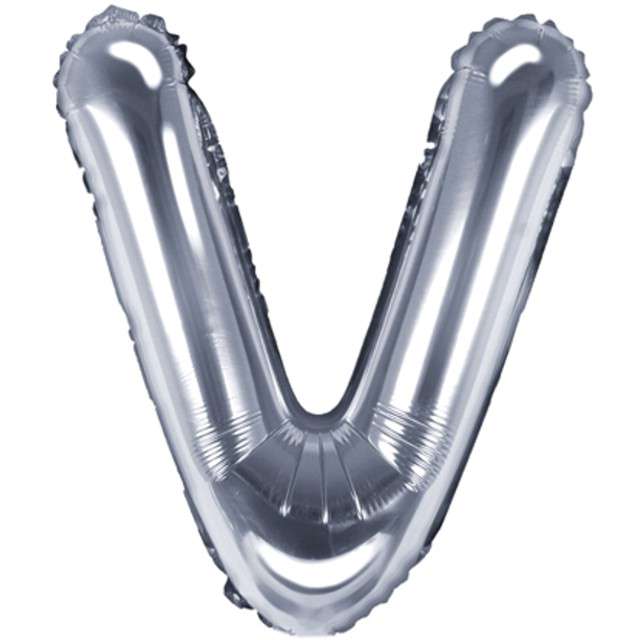 Balon foliowy litera V, 14", PartyDeco, srebrny