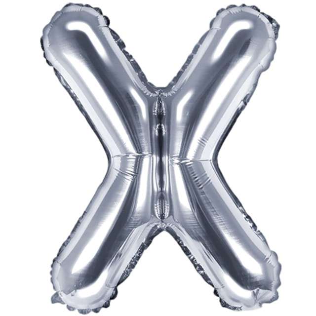 Balon foliowy litera X, 14", PartyDeco, srebrny