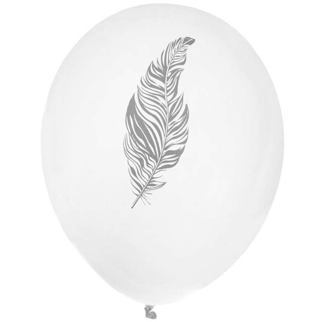 Balony "Piórko", biały, SANTEX, 9", 8 szt