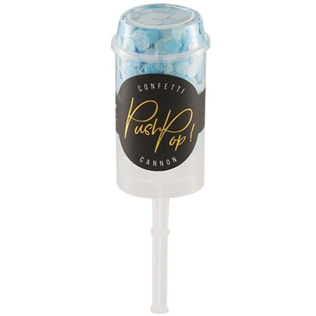 Tuba strzelająca "Push Pop", konfetti błękitne, Partydeco, 18 cm