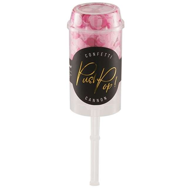 Tuba strzelająca "Push Pop", konfetti różowe, Partydeco, 18 cm